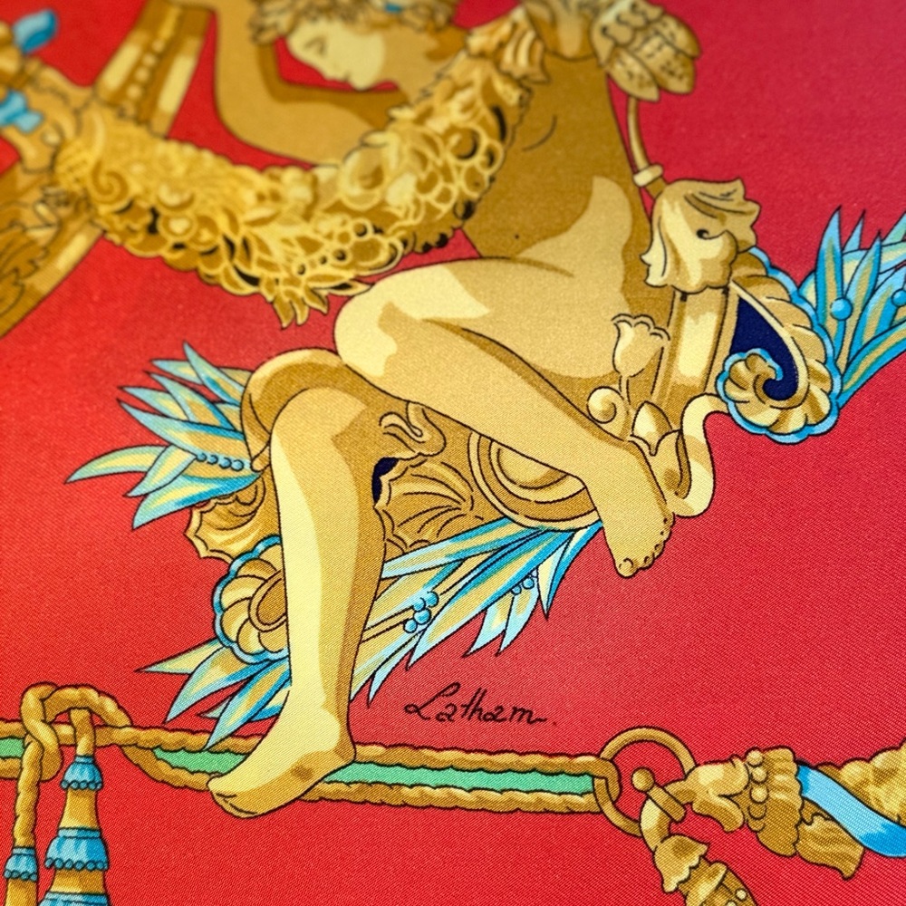 Hermes Red and Gold Scarf - Picture 4 of 6